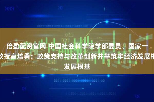 倍盈配资官网 中国社会科学院学部委员、国家一级教授高培勇：政策支持与改革创新并举筑牢经济发展根基